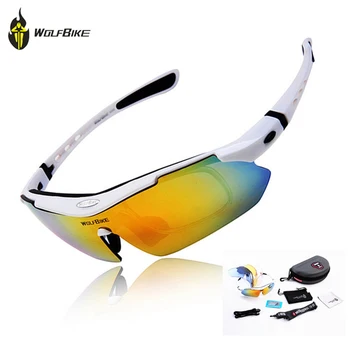 

WOLFBIKE Polarized Cycling Glasses Bicycle Running MTB Road Bike Fishing Eyewear Goggles Outdoor Cycling Sunglasses, 5 Lens