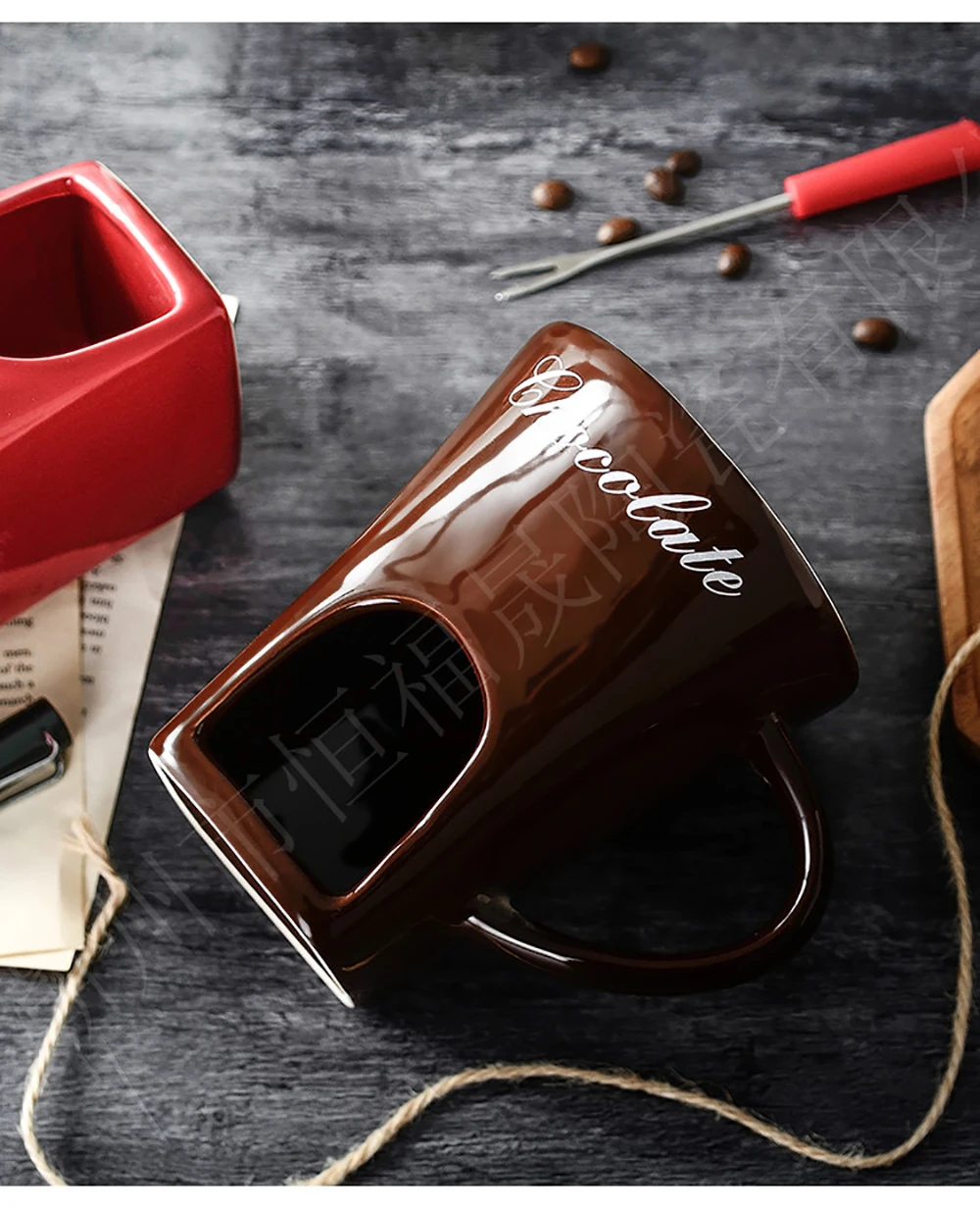 Description Picture 3 of itemFondue Mug Set Personal Mini Fondue Pots Chocolate Cheese Ice Cream Fondue Maker Kit Individual Butter Melter Cup Small Warmer