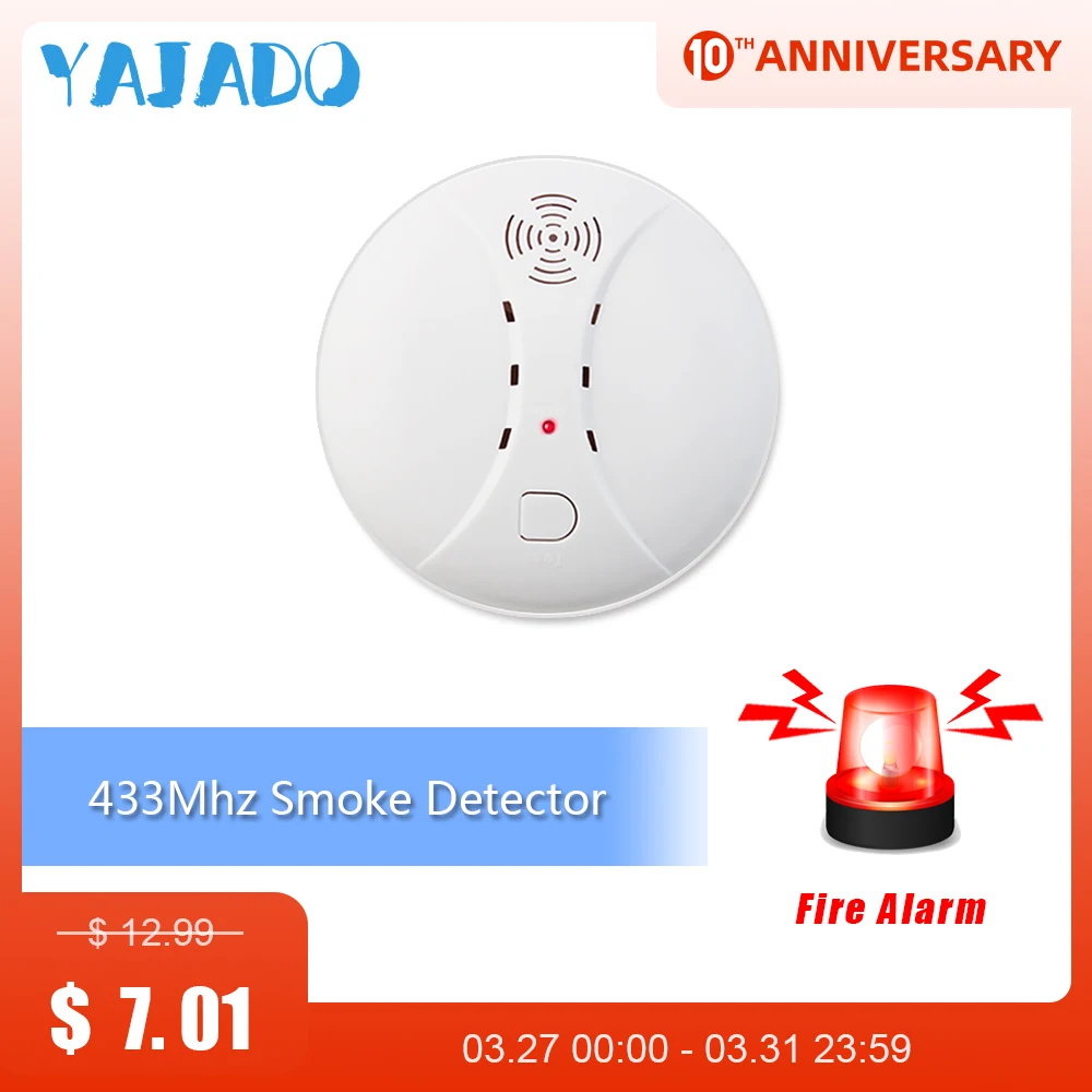 YAJADO Wireless Smoke Detector 433Mhz Fire Detector Independent Smoke Alarm For Home Security Alarm System Flash & Sounds Alarm
YAJADO Wireless Smoke Detector 433Mhz Fire Detector Independent Smoke Alarm For Home Security Alarm System Flash & Sounds Alarm