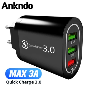 ANKNDO 3 Port USB Charger Wall Charger QC3.0 Quick Charger EU US Plug Charging Adapter Phone Charger For Xiaomi Iphone Samsung
ANKNDO 3 Port USB Charger Wall Charger QC3.0 Quick Charger EU US Plug Charging Adapter Phone Charger For Xiaomi Iphone Samsung