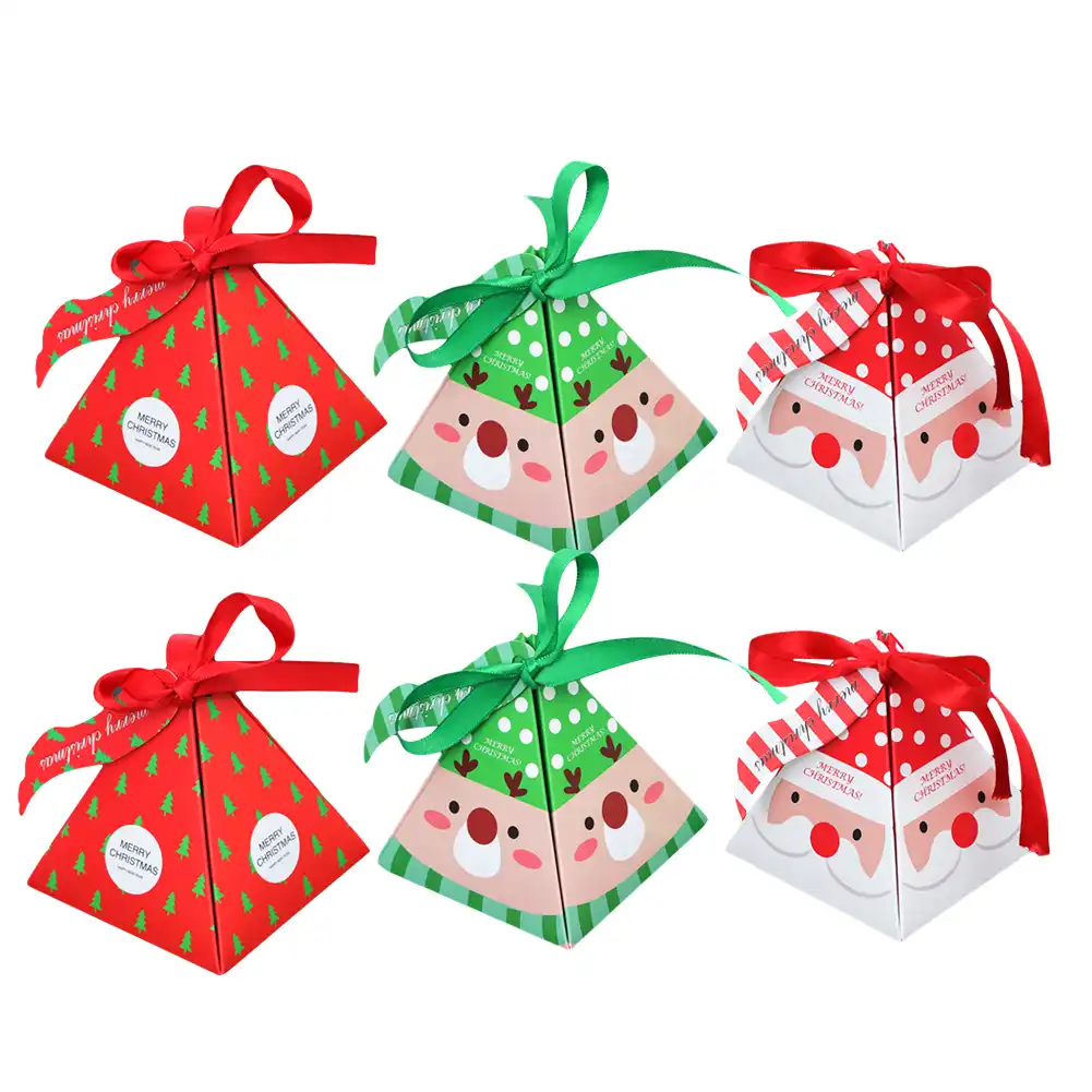 6pcs christmas triangular pyramid candy box gift box candy gift