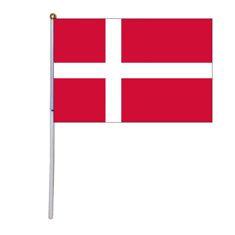 

free shipping xvggdg 100pcs 14 * 21cm Denmark hand flag Promotion Wholesale Small Denmark Hand Waving National Flag