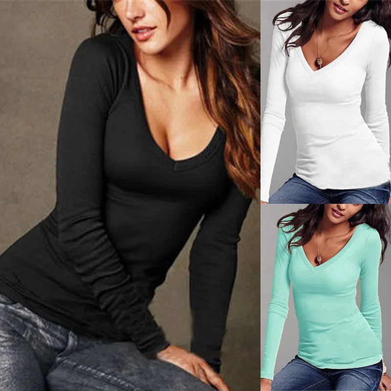 Autumn Spring Tops Sexy Women Long Sleeve Wild Solid T-Shirt V-Neck Slim Fit Warm Basic T-Shirts Top Autumn Wild Tops NS
Autumn Spring Tops Sexy Women Long Sleeve Wild Solid T-Shirt V-Neck Slim Fit Warm Basic T-Shirts Top Autumn Wild Tops NS