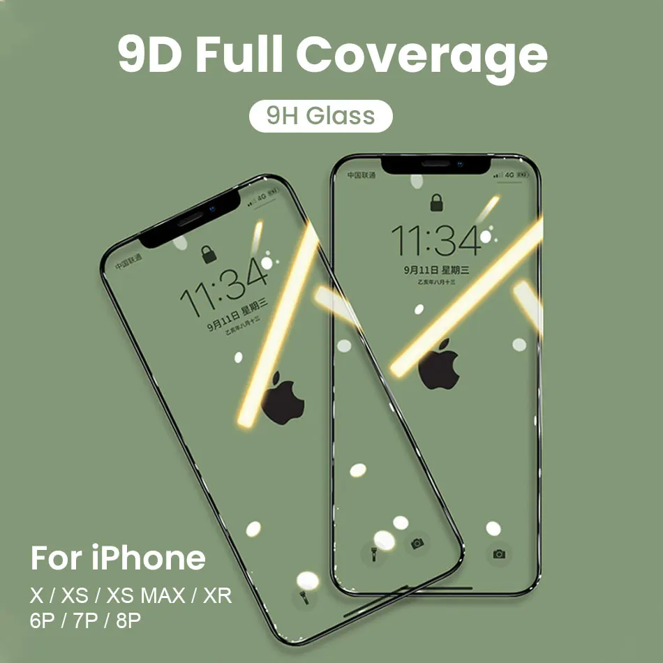 FIVI защита экрана закаленное стекло для iPhone Xs Max X XR полное покрытие Защитное 6P 7P 8P