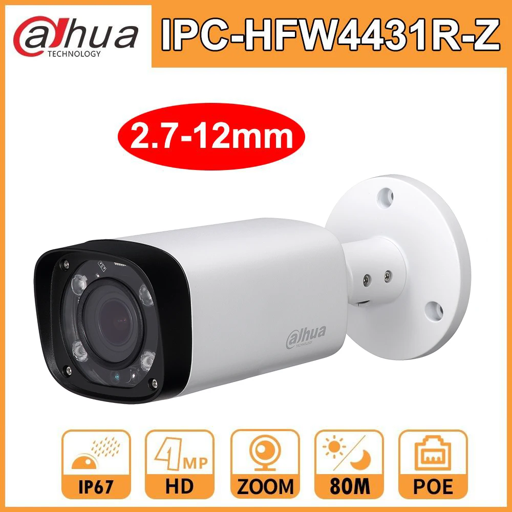Dahua IP Camera Security IPC-HFW4431R-Z HD 4MP Network Bullet Camara IR80M 2.7-12mm Electric Zoom Lens H.265 PoE Network Camera
Dahua IP Camera Security IPC-HFW4431R-Z HD 4MP Network Bullet Camara IR80M 2.7-12mm Electric Zoom Lens H.265 PoE Network Camera