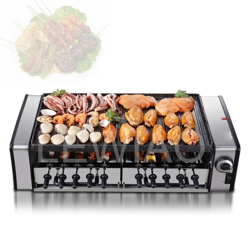

Automatic Smokeless Bbq Electric Kebab Rotary Grill Stove Rotisserie Teppanyaki Barbecue Non-Stick Frying Pan Skewer Griddle