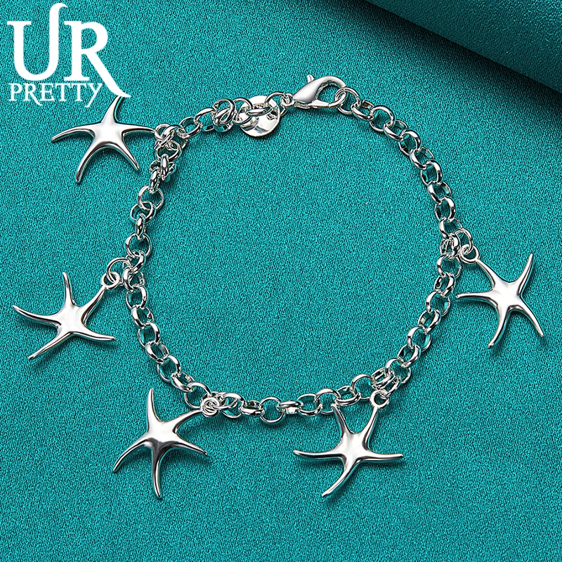 URPRETTY 925 Sterling Silver Star Starfish Chain Bracelet For Men Women Wedding Engagement Party Charm Jewelry
URPRETTY 925 Sterling Silver Star Starfish Chain Bracelet For Men Women Wedding Engagement Party Charm Jewelry