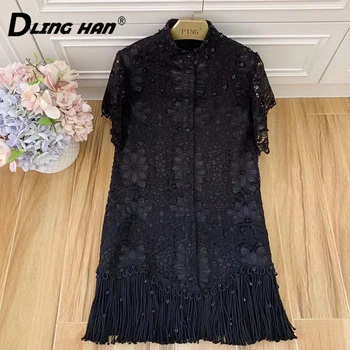 LINGHAN Fashion Shell Beading Tassel Dress O-Neck Short sleeve Vacation Dresses Designer Women's Summer New 
LINGHAN Fashion Shell Beading Tassel Dress O-Neck Short sleeve Vacation Dresses Designer Women's Summer New
