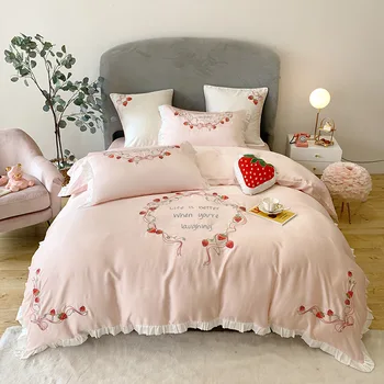 Spring and Summer Hipster Flounced 60 Water Light Hyaluronic Acid Beauty Tencel 4-piece Bedding Set Embroidered Craft Bedding
Spring and Summer Hipster Flounced 60 Water Light Hyaluronic Acid Beauty Tencel 4-piece Bedding Set Embroidered Craft Bedding