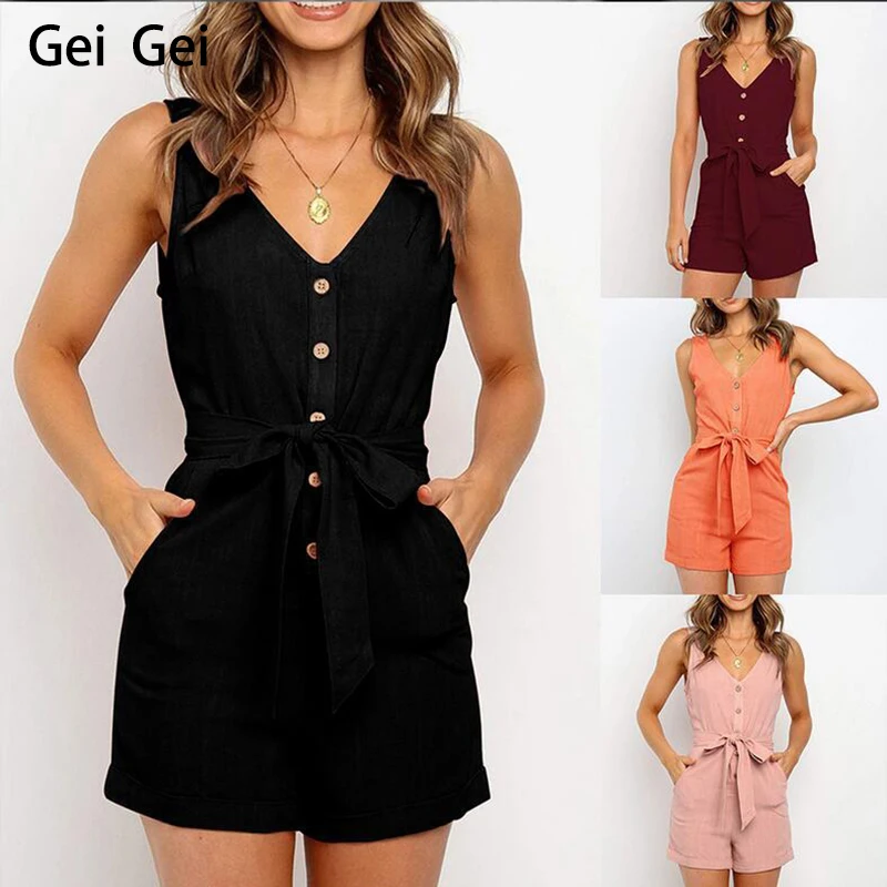 New Women Casual V-neck Jumpsuit Retro Button Sleeveless Jumpsuit lady Mid Waist Straight Belt Bow Pants Overalls
New Women Casual V-neck Jumpsuit Retro Button Sleeveless Jumpsuit lady Mid Waist Straight Belt Bow Pants Overalls