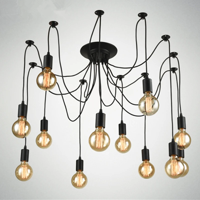 Nordic Retro Chandelier Vintage Loft Antique Adjustable Diy E27 Art Spider Ceiling Lamp Fixture Light luminaire suspendu
Nordic Retro Chandelier Vintage Loft Antique Adjustable Diy E27 Art Spider Ceiling Lamp Fixture Light luminaire suspendu