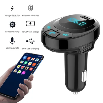 BT09 Car Bluetooth 5.0 FM Transmitter Handsfree MP3 Player Type-C+Dual USB 18W PD Charger 12V/24V Car Universal
BT09 Car Bluetooth 5.0 FM Transmitter Handsfree MP3 Player Type-C+Dual USB 18W PD Charger 12V/24V Car Universal