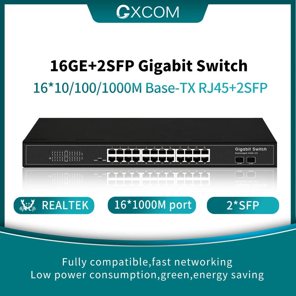 16-Порты и разъёмы гигабитный Ethernet-коммутатор с 2 SFP 18-Порты сетевой коммутатор |