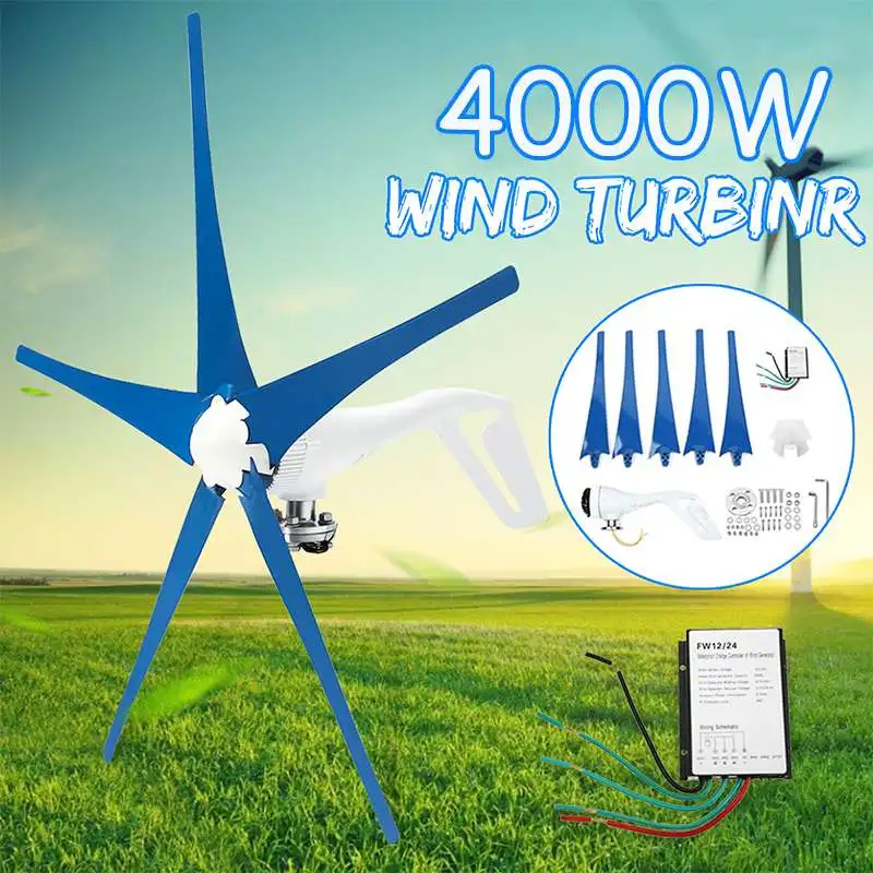 4000W Wind Turbines Generator 5 Blades 12V/24V Wind Power Electricity Generator With Controller Use for Home Solar Streetlight
4000W Wind Turbines Generator 5 Blades 12V/24V Wind Power Electricity Generator With Controller Use for Home Solar Streetlight