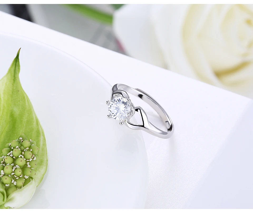 SILVERHOO Silver 925 Sterling Rings For Women Round 5A Cubic Zirconia CZ Size Adjustable Ring Party Fine Jewelry Wedding Gift SILVERHOO Silver 925 Sterling Rings For Women Round 5A Cubic Zirconia CZ Size Adjustable Ring Party Fine Jewelry Wedding Gift