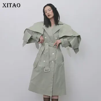 XITAO Fake Two Pieces Shawl Style Trench Coat Slim Fit Autumn Winter Coat Women Double Breasted Windbreaker Streetwear XJ2283 
XITAO Fake Two Pieces Shawl Style Trench Coat Slim Fit Autumn Winter Coat Women Double Breasted Windbreaker Streetwear XJ2283