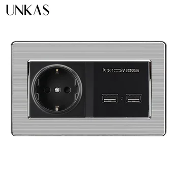UNKAS Socket 5V 2.1A Stainless Steel Panel EU Standard Power Outlet With Dual USB Smart Induction Charge Port For Mobile
UNKAS Socket 5V 2.1A Stainless Steel Panel EU Standard Power Outlet With Dual USB Smart Induction Charge Port For Mobile
