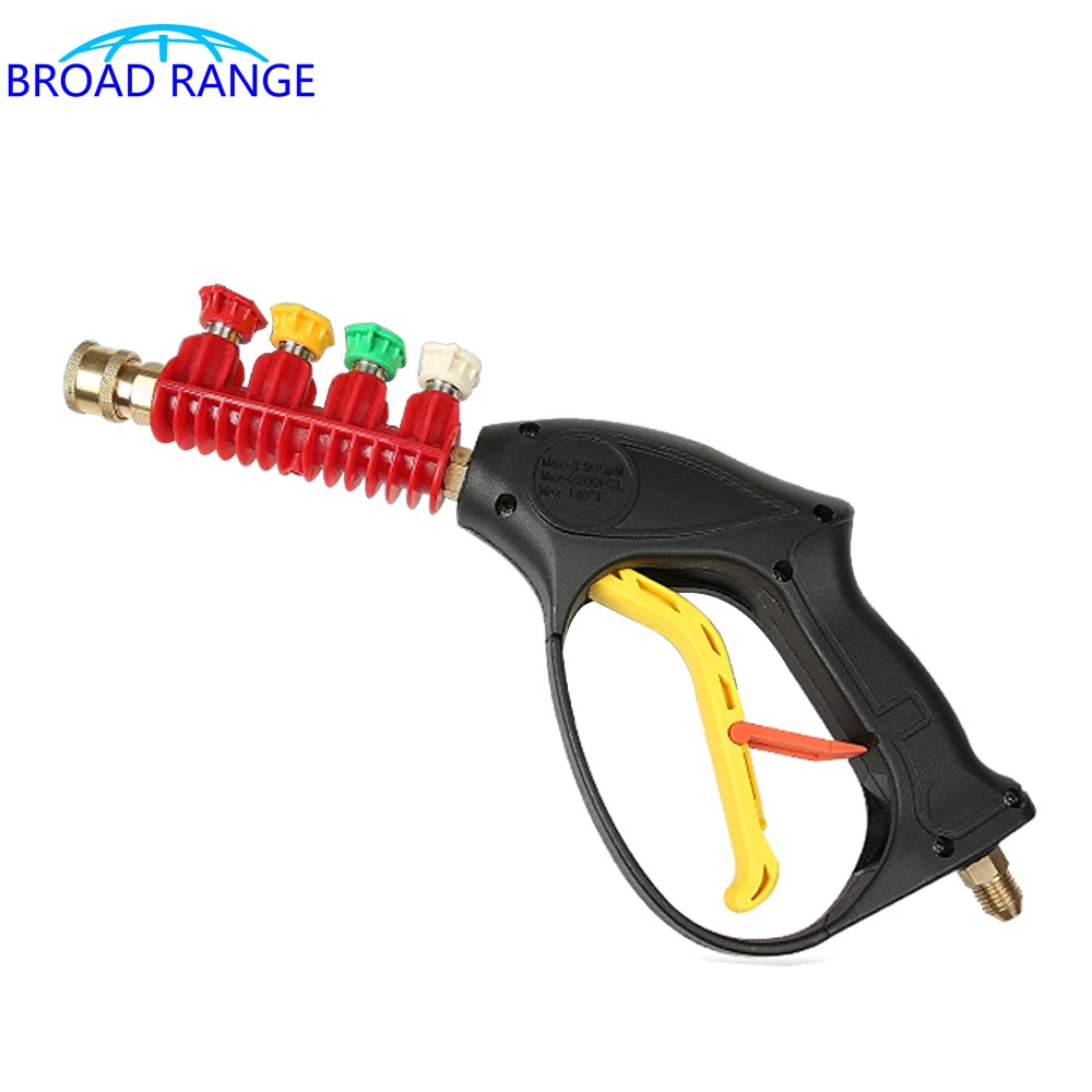 High Pressure Washer Gun G1/4 Quick Connector Fan Shape Sprayer with 4PCS Metal Nozzle Car Cleaning Shop Accessory Garden Tool
High Pressure Washer Gun G1/4 Quick Connector Fan Shape Sprayer with 4PCS Metal Nozzle Car Cleaning Shop Accessory Garden Tool