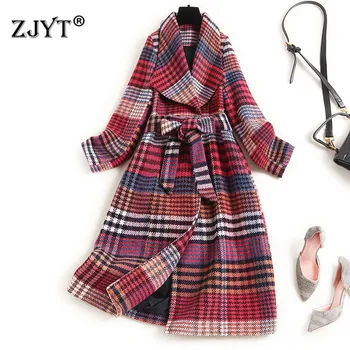 2020 Fashion Women Autumn Winter Wool Blends Coat Elegant Turn Down Collar Vintage Plaid Long Woolen Jackets Overcoat Outerwear
2020 Fashion Women Autumn Winter Wool Blends Coat Elegant Turn Down Collar Vintage Plaid Long Woolen Jackets Overcoat Outerwear