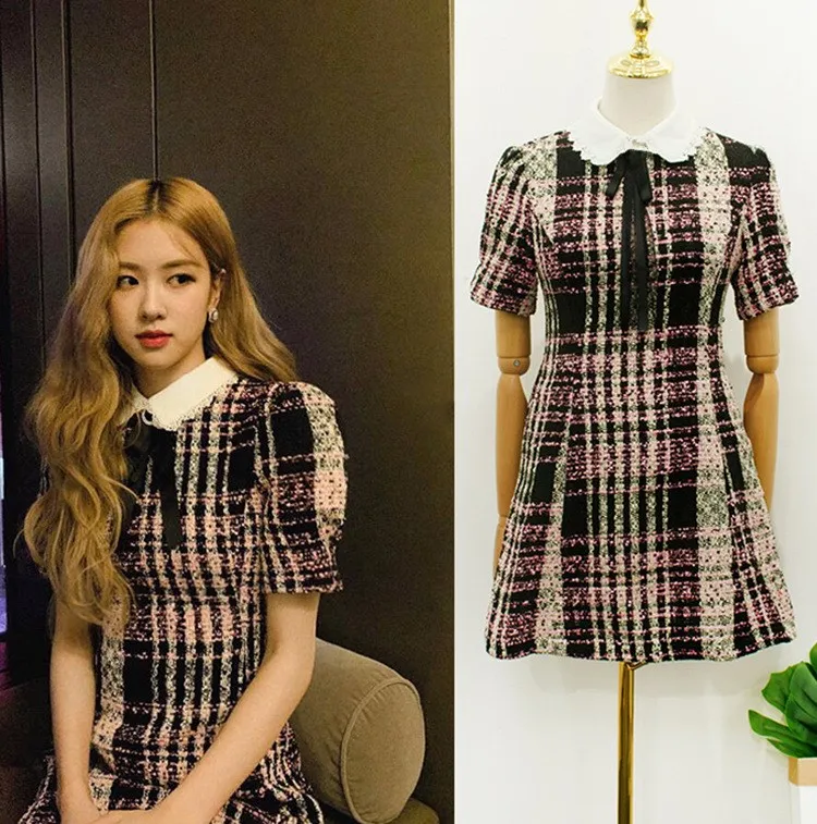 Kpop Blackpink Rose same red plaid Slim bow-Knot short-sleeve dress women summer 2019 Korean sweet elegant dresses girls clothes
Kpop Blackpink Rose same red plaid Slim bow-Knot short-sleeve dress women summer 2019 Korean sweet elegant dresses girls clothes