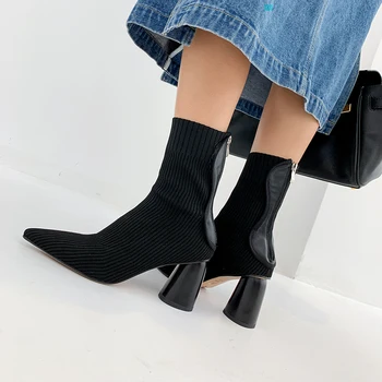 women Boots Genuine Leather Knitting autumn Winter ladies Ankle Boots Female New High Heeled party dress Shoes Woman
women Boots Genuine Leather Knitting autumn Winter ladies Ankle Boots Female New High Heeled party dress Shoes Woman