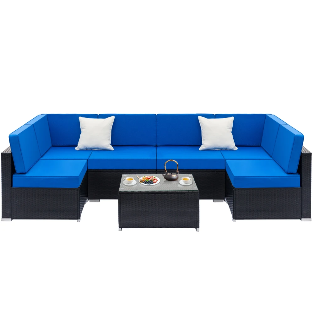 Patio Furniture Set Fully Equipped Weaving Rattan Sofa Set with 2pcs Corner Sofas & 4pcs Single Sofas & 1 pcs Coffee Table Black
Patio Furniture Set Fully Equipped Weaving Rattan Sofa Set with 2pcs Corner Sofas & 4pcs Single Sofas & 1 pcs Coffee Table Black