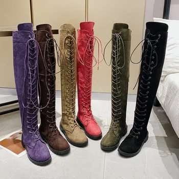 2020 Women Over The Knee Boots 3cm High Heels Fetish Green Purple Lace Up Boots Stripper Winter Low Heels Plus Size Suede Shoes
2020 Women Over The Knee Boots 3cm High Heels Fetish Green Purple Lace Up Boots Stripper Winter Low Heels Plus Size Suede Shoes