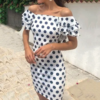 Sexy Slash Neck Women Bodycon Dress Summer Pokla Dot Printed Ruffle Party Midi Dresses Robe Femme Vestiods Vintage Retro
Sexy Slash Neck Women Bodycon Dress Summer Pokla Dot Printed Ruffle Party Midi Dresses Robe Femme Vestiods Vintage Retro