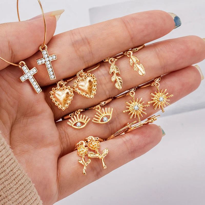 Vintage Mixed Metal Drop Dangle Earrings Set For Women Female Gold Crystal Moon Star Map Cross Small Cuff Clip Fashion Jewelry
Vintage Mixed Metal Drop Dangle Earrings Set For Women Female Gold Crystal Moon Star Map Cross Small Cuff Clip Fashion Jewelry