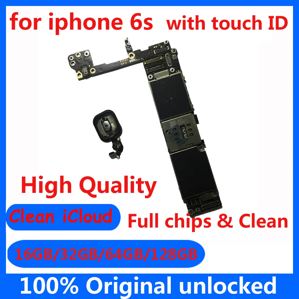 Clean iCloud 16GB 32GB 64GB 128GB Mainboard for iphone 6s with / without Touch ID Original unlocked for iphone 6S Motherboard
Clean iCloud 16GB 32GB 64GB 128GB Mainboard for iphone 6s with / without Touch ID Original unlocked for iphone 6S Motherboard