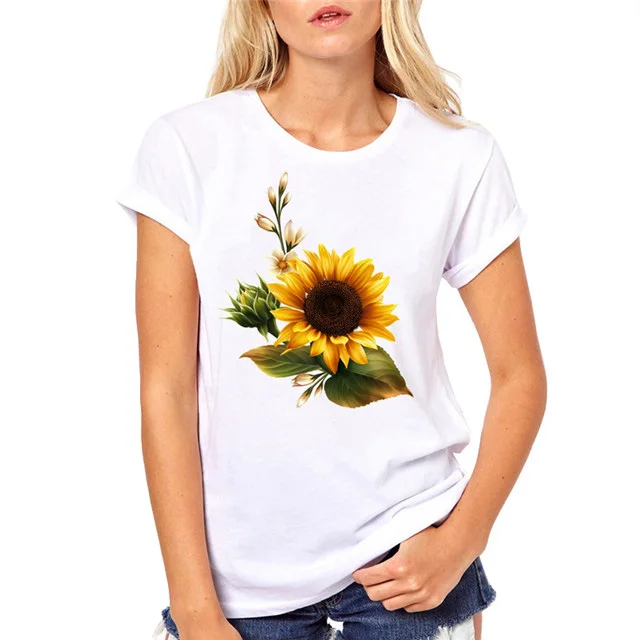 Cute Causal T-shirt for Girls Clothing T-Shirt Cool Girls Sunflower T Shirt Woman White Floral Tshirts Short Sleeve Female
Cute Causal T-shirt for Girls Clothing T-Shirt Cool Girls Sunflower T Shirt Woman White Floral Tshirts Short Sleeve Female