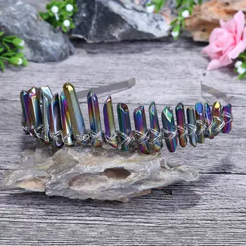 Handmade Hologram Rainbow Crystal Quartz Tiara Wedding Bridal Aura Hair Hoop 
Handmade Hologram Rainbow Crystal Quartz Tiara Wedding Bridal Aura Hair Hoop