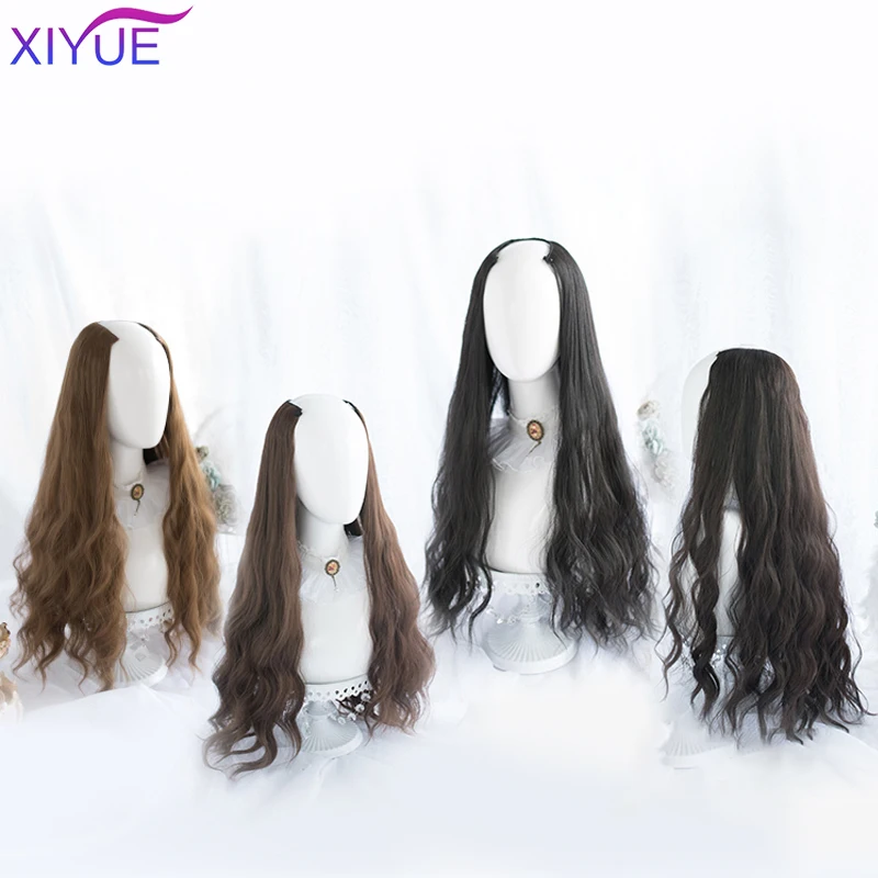 Фото XIYUE длинные волнистые u-образные парики для женщин натуральные женские черные