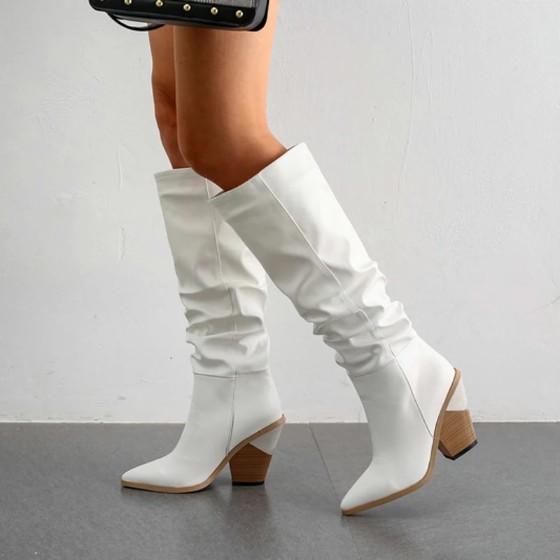 2020 Winter Women Knee High Boots Cowgirl Ladies Boots Block High Heels Pointed Toe Long Boots Slip On Booties Size 34-43
2020 Winter Women Knee High Boots Cowgirl Ladies Boots Block High Heels Pointed Toe Long Boots Slip On Booties Size 34-43
