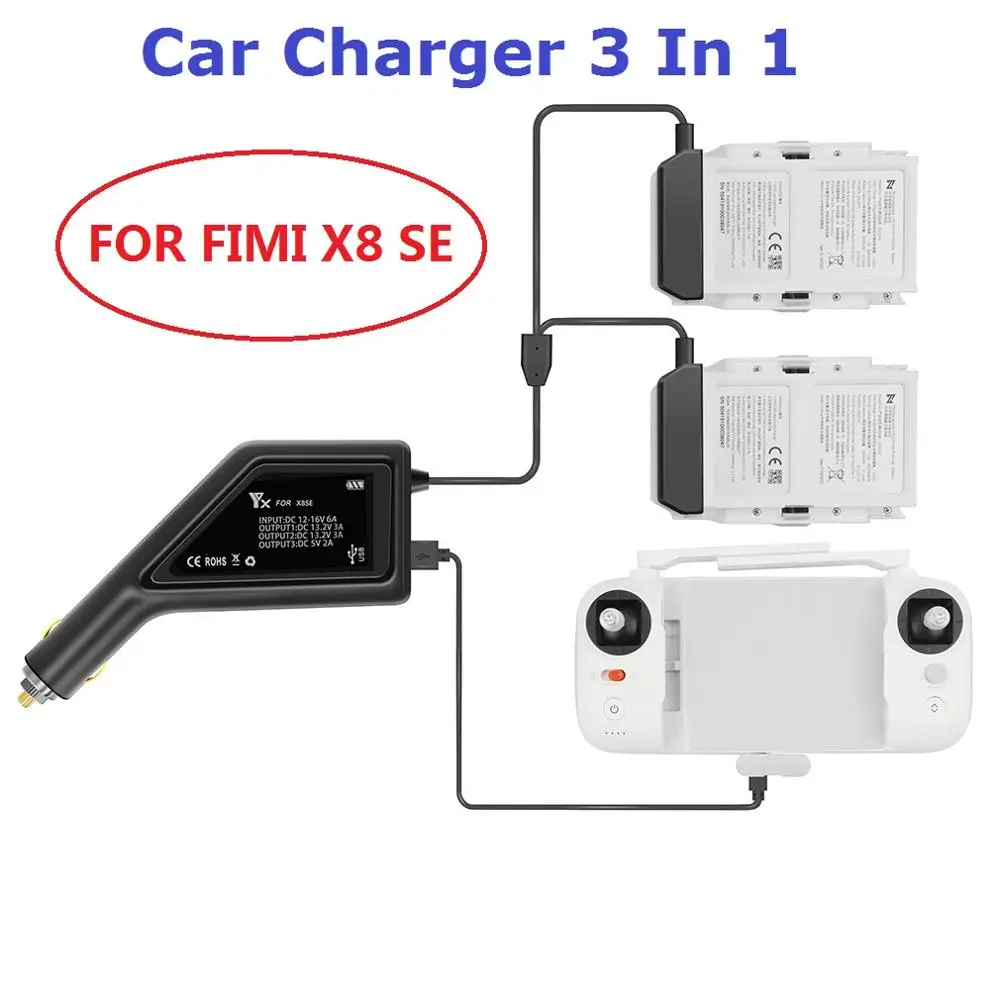 3 in1 Car Charger Adapter Lipo Battery Remote Controller Charger Fast Charging for XiaoMi FIMI X8 SE RC Quadcopter Lipo Battery
3 in1 Car Charger Adapter Lipo Battery Remote Controller Charger Fast Charging for XiaoMi FIMI X8 SE RC Quadcopter Lipo Battery