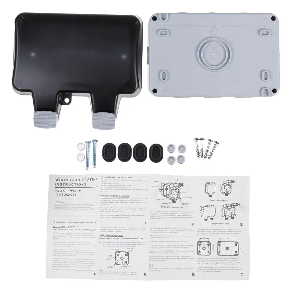 Toma exterior con tapa abatible Toma de corriente exterior para zonas h/úmedas Enchufe de pared para exteriores protecci/ón de contacto exterior IP66 GAODA doble est/ándar de la UE.