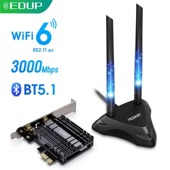 EDUP 3000Mbps WiFi 6 Intel AX200 PCI Express Adapter Dual Band Bluetooth 5.1 802.11AX PCIE Wireless Network Card with Base
EDUP 3000Mbps WiFi 6 Intel AX200 PCI Express Adapter Dual Band Bluetooth 5.1 802.11AX PCIE Wireless Network Card with Base
