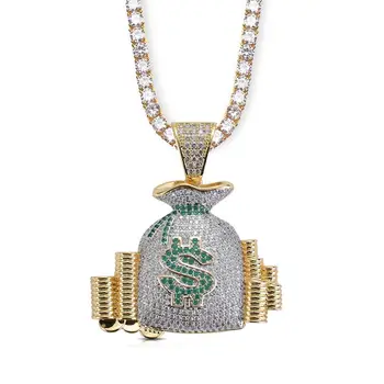 Iced Out Bling Bling Hiphop Dollar Sign Bag Charm Pendant Micro Pave Lab Cash Coins Pendant Necklace
Iced Out Bling Bling Hiphop Dollar Sign Bag Charm Pendant Micro Pave Lab Cash Coins Pendant Necklace