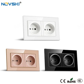 NOVSKI European Standard Electrical Two Wall Socket 16A Crystal Tempered Glass Panel AC110-250V Power Socket Grounding 146 Type
NOVSKI European Standard Electrical Two Wall Socket 16A Crystal Tempered Glass Panel AC110-250V Power Socket Grounding 146 Type