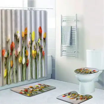 Colorful Tulip Purple Flowers Trees Shower Curtain Sets Non-Slip Rugs Toilet Lid Cover and Bath Mat Waterproof Bathroom Curtains
Colorful Tulip Purple Flowers Trees Shower Curtain Sets Non-Slip Rugs Toilet Lid Cover and Bath Mat Waterproof Bathroom Curtains