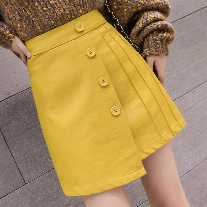 Women Above Knee Artificial Leather Buttons A-line Skirts Fashion Style Empire PU Skirts Slim Mini Short Skirt GD5910
Women Above Knee Artificial Leather Buttons A-line Skirts Fashion Style Empire PU Skirts Slim Mini Short Skirt GD5910