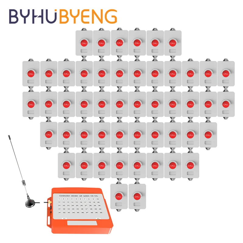 BYHUBYENG 1 Receiver 50 Call Bell Waterproof Wireless Calling Lifting System Construction Elevator FM 433.92MHz Button
BYHUBYENG 1 Receiver 50 Call Bell Waterproof Wireless Calling Lifting System Construction Elevator FM 433.92MHz Button
