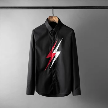 New Lightning Printed Mens Shirts Luxury Solid Color Long Sleeve Party Mens Dress Shirts Fashion Slim Fit Casual Man Shirts
New Lightning Printed Mens Shirts Luxury Solid Color Long Sleeve Party Mens Dress Shirts Fashion Slim Fit Casual Man Shirts