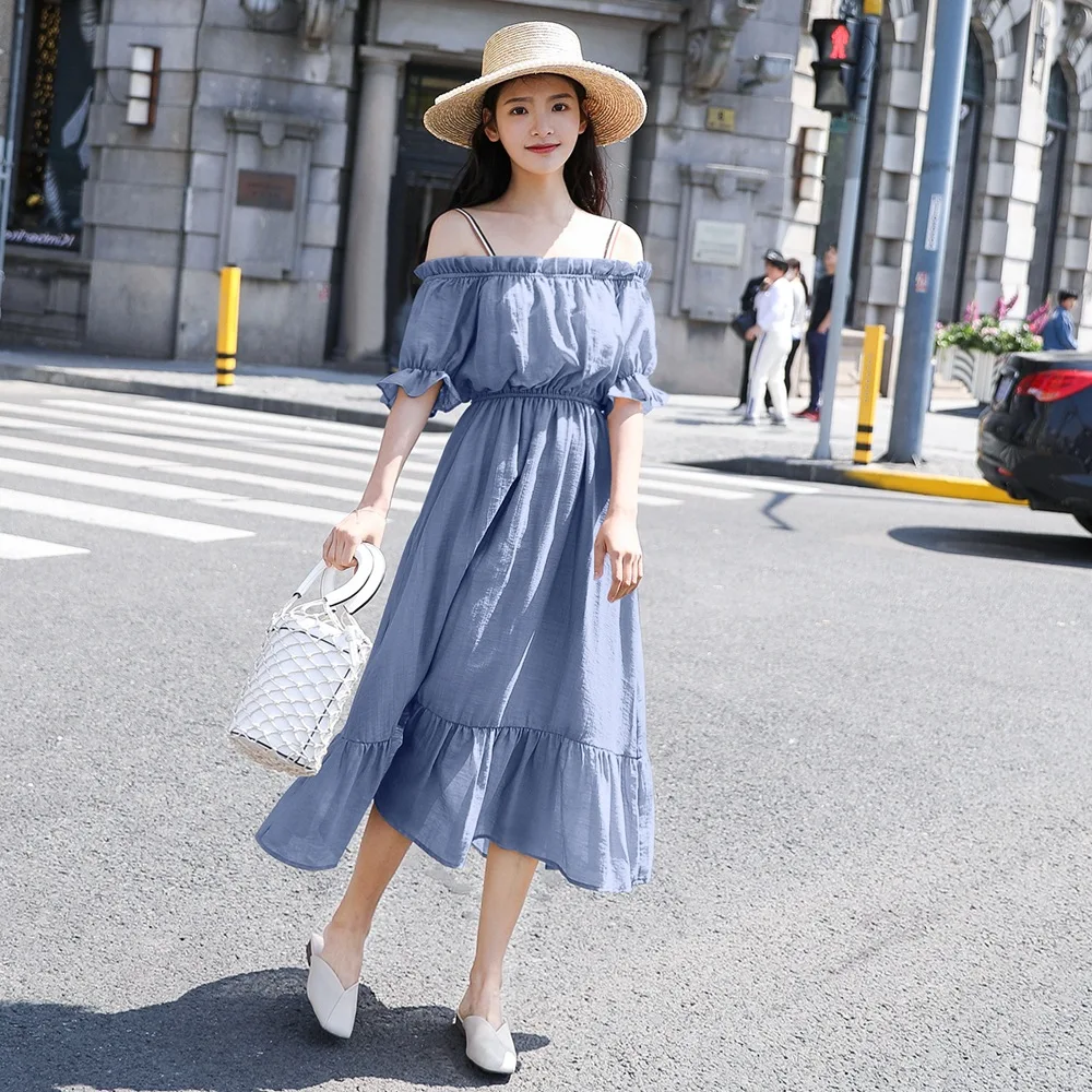 Photo Shoot 2019 Summer New Style Korean-style WOMEN'S Wear French Retro CHIC-Style Waist Hugging Horizontal Neck Strapped Dress
Photo Shoot 2019 Summer New Style Korean-style WOMEN'S Wear French Retro CHIC-Style Waist Hugging Horizontal Neck Strapped Dress