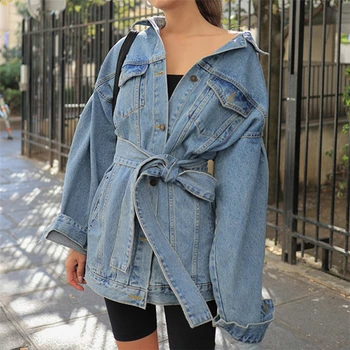 ZCWXM New 2020 Autumn Winter Women's Denim Jackets Sashes Lace Up Outerwear High Street Fashionable Blue Long Jeans JK0426
ZCWXM New 2020 Autumn Winter Women's Denim Jackets Sashes Lace Up Outerwear High Street Fashionable Blue Long Jeans JK0426
