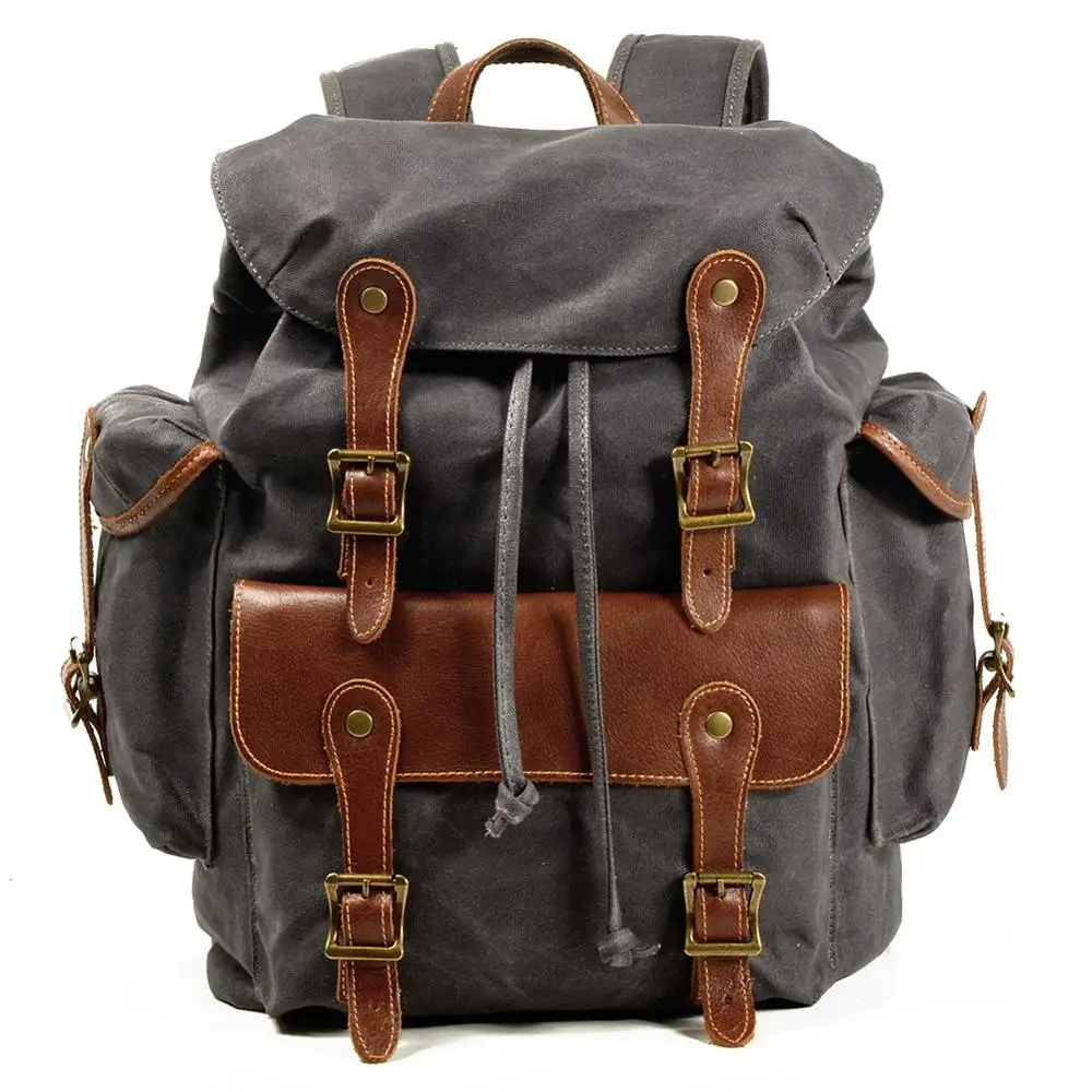 Vintage Men's Canvas Leather Backpack Casual laptop waterproof Casual backpack H-88126
Vintage Men's Canvas Leather Backpack Casual laptop waterproof Casual backpack H-88126