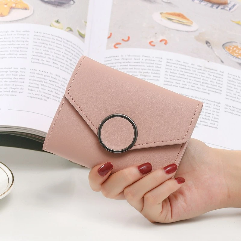 

Women Short Solid Color Wallet Female Fashion Hasp Tri-fold Pu Leather Coin Purses Ladies Card Holder Clutch Bag Money Clip