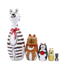 Russian Matryoshka Dolls Hand Painted Cat Nesting Dolls Gift Russian Traditional Feature Ethnic Style DIY Dolls Matryoshka 
Russian Matryoshka Dolls Hand Painted Cat Nesting Dolls Gift Russian Traditional Feature Ethnic Style DIY Dolls Matryoshka
