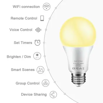 10W WiFi Smart Light Bulb RGB Cold Warm Light LED E27 E26 WiFi Bulbs Compatible with Amazon Alexa Google Home Smartphone
10W WiFi Smart Light Bulb RGB Cold Warm Light LED E27 E26 WiFi Bulbs Compatible with Amazon Alexa Google Home Smartphone