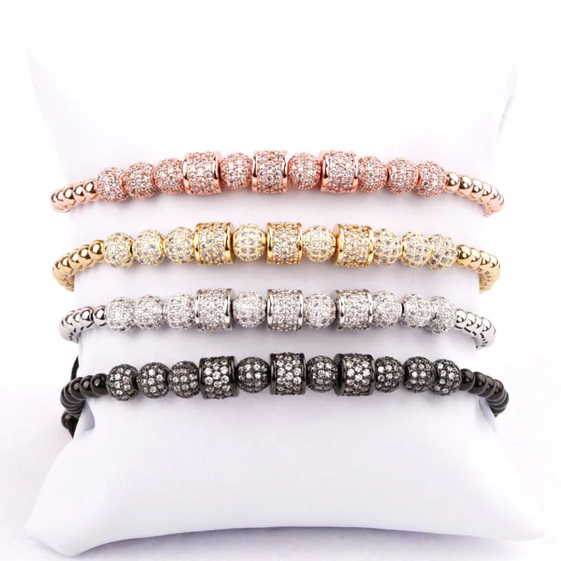 

New Fashion Unique Cute Design CZ Micro Pave Tube Ball Beaded Luxury Bracelet Bangle For Women Men